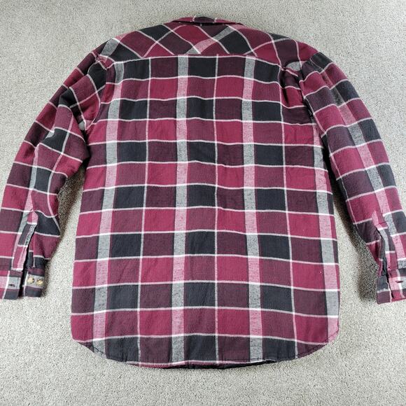 Vintage Northwest Blue Mens Jacket M Red Black Plaid Quilt Lined Flannel Shacket - Picture 15 of 16